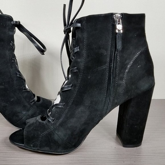 Sam Edelman Yvie Lace Up Bootie, Black Suede, Womens Size 10 - Picture 6 of 10